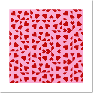 Light Pink and Red Valentine's Checkers Posters and Art